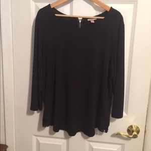 Roz & Ali black dress top with lace size 1X